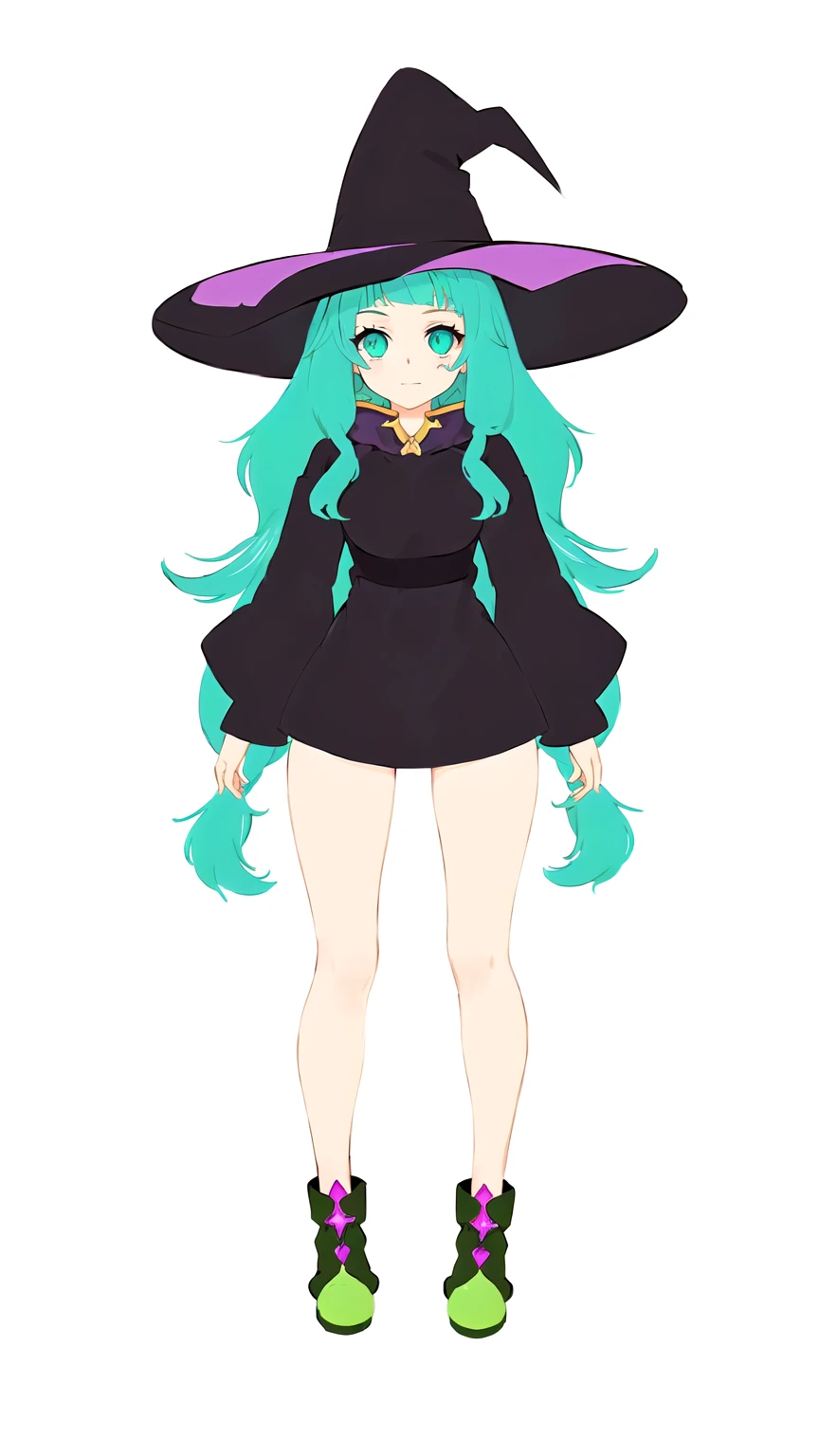 a close up of a cartoon character wearing a witch hat, full body adoptable, anime full body illustration, character adoptable, witch girl, dark witch character, astral witch clothes, full body portrait of a short!, flat anime style, fullbody commission for, full body with costume, dark sorceress fullbody pose, single character full body, flirty anime witch casting magic.a cartoon girl in a witch costume with a hat and boots, witch girl, astral witch clothes, flirty anime witch casting magic, bright witch, full body character design, witchcore clothes, witch academia, anime full body illustration, anime character design, dark witch character, mechanized witch girl, witch clothes, , anime in fantasy style. style color is watercolor . full shading and lighting , shading foot , shading custom