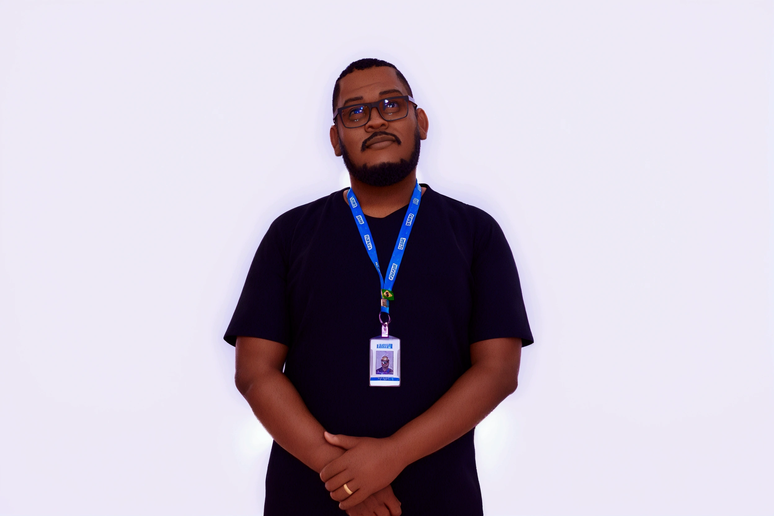 Create a majestic 3D render of a muscular African-descendant professor with short hair and a beard, wearing glasses and clothing with African fabric details. The style should be reminiscent of a cinematic, Pixar-esque movie poster, crafted using cutting-edge Unreal Engine, Octane Engine, and V-Ray technologies.