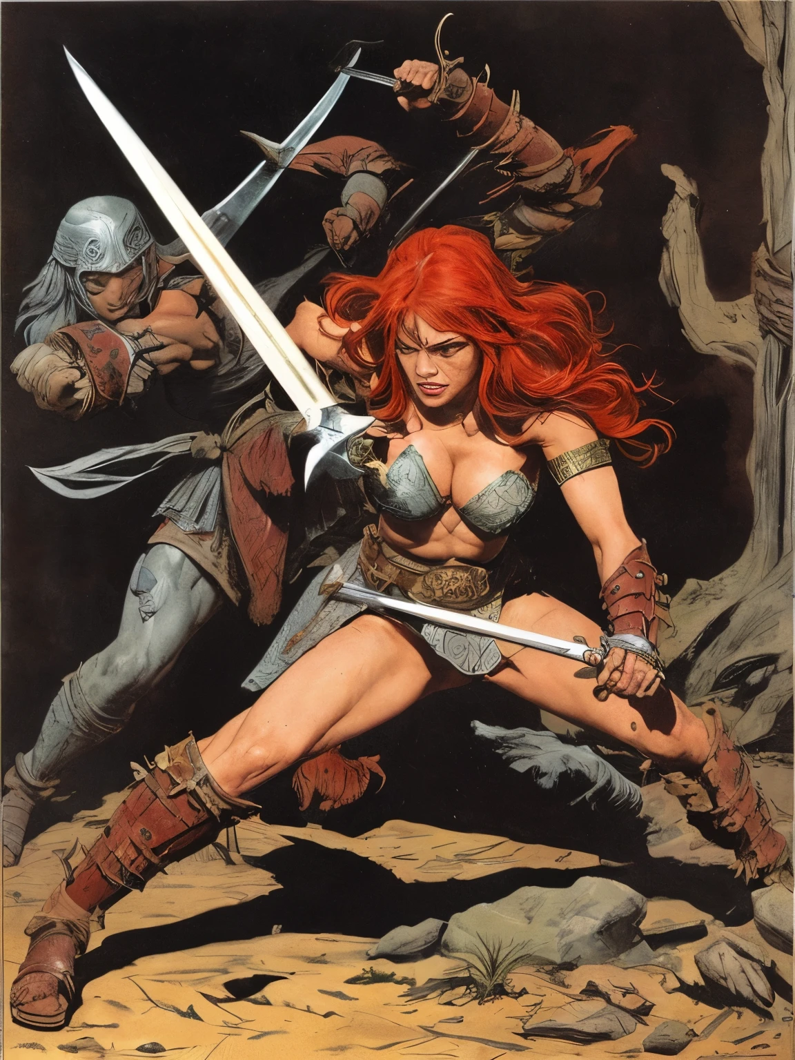beautiful warrior fighting,