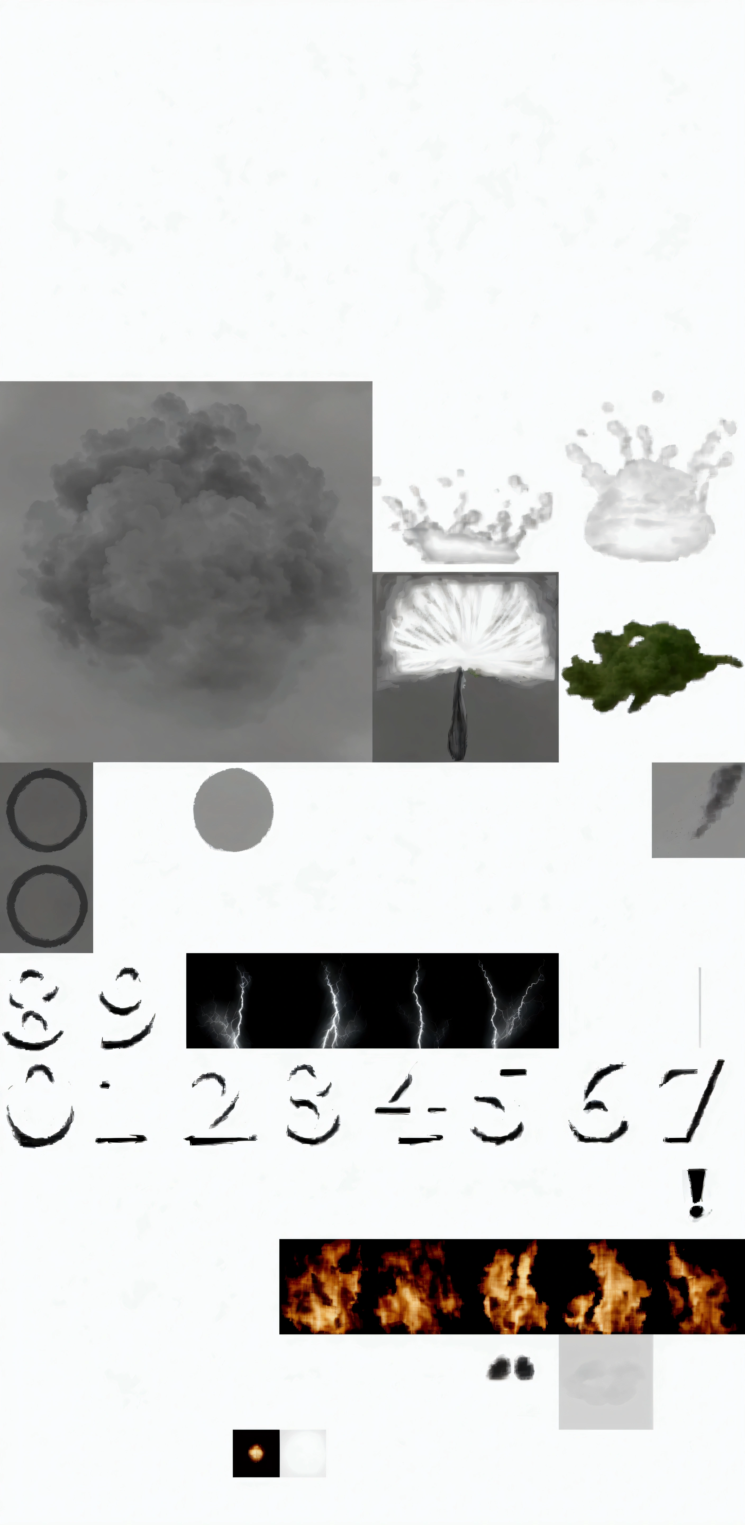 cloud, Super detail of each object, photoshopped brush, photoshopped, with small details of objects, Lots of elements, detailed lighting and thunder, Rarefied floating particles, Material package, diffuse texture, Image Dataset, mostly shades of gray, Texturing, rendering