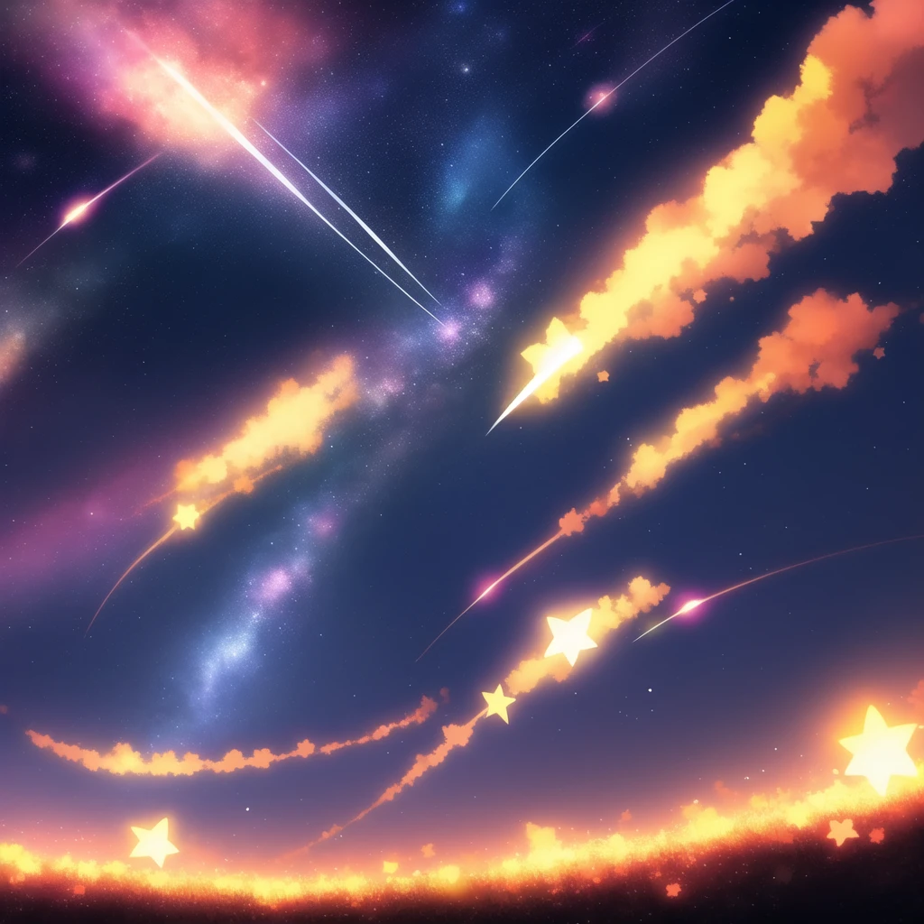 night background with shooting star cartoon style large 1080p