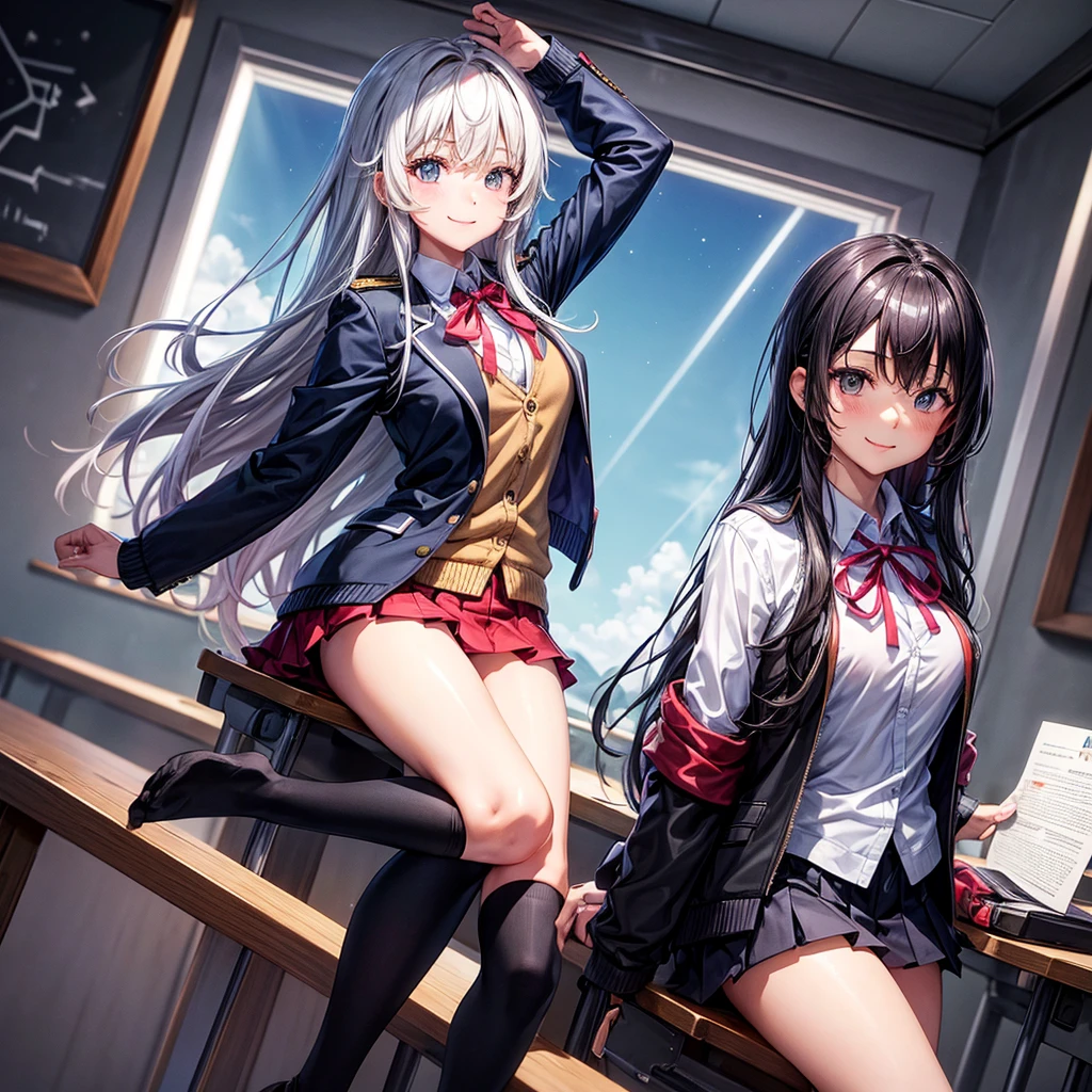 best quality,,smile,blazer,swimsuit,nepal,School,classroom,Collective of girls,JK,A girl taking off her uniform,Sexy and cute,Uniform of the Future,Ribbon on uniform,evolution系ファッション,middle School girlultiple girls are depicted,harem,idol group,infinite possibilities,leather jacket,hoodie,fur jacket,Clothing of the future,evolution,starry sky background,photo shoot,long hair,wearing a cardigan,beautiful girlの国,girl's paradise,highest quality,big breasts,leather jacket,happy girl,horny girl,blue eyes,perfect face,standing position,She has her bangs down,fur jacket,Beautiful eyes,smooth hair,perfect eyes,beautiful girl,Angel Girl,multicolored hair colors,naughty girl,beautiful,High-dimensional beautiful girl,Multidimensional beautiful girl,gathering,Group、,