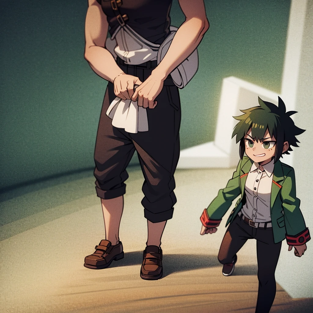 Deku a man and a girl with short hair black eyes