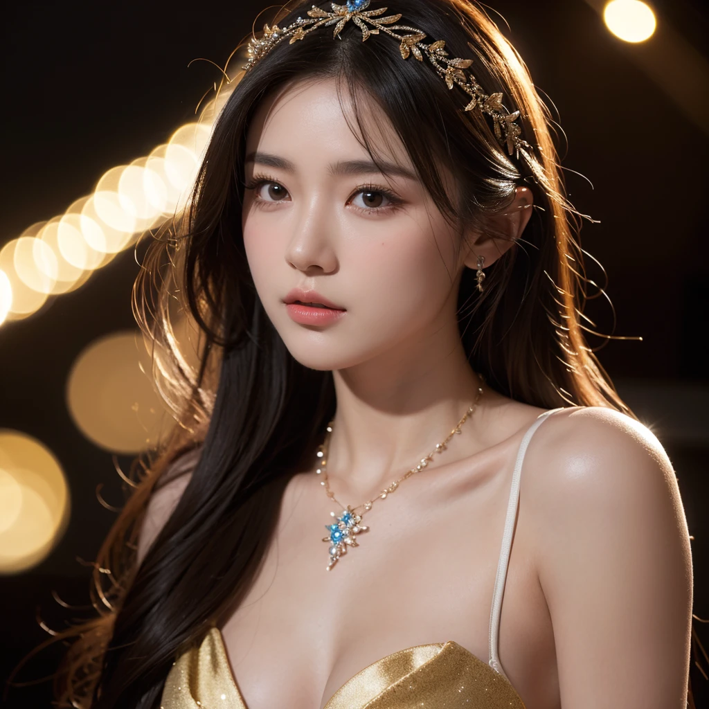 best quality, masterpiece, highres, 1girl,china dress,hair ornament,necklace, jewelry,Beautiful face,upon_body, tyndall effect,photorealistic, dark studio, rim lighting, two tone lighting,(high detailed skin:1.2), 8k uhd, dslr, soft lighting, high quality, volumetric lighting, candid, Photograph, high resolution, 4k, 8k, Bokeh,