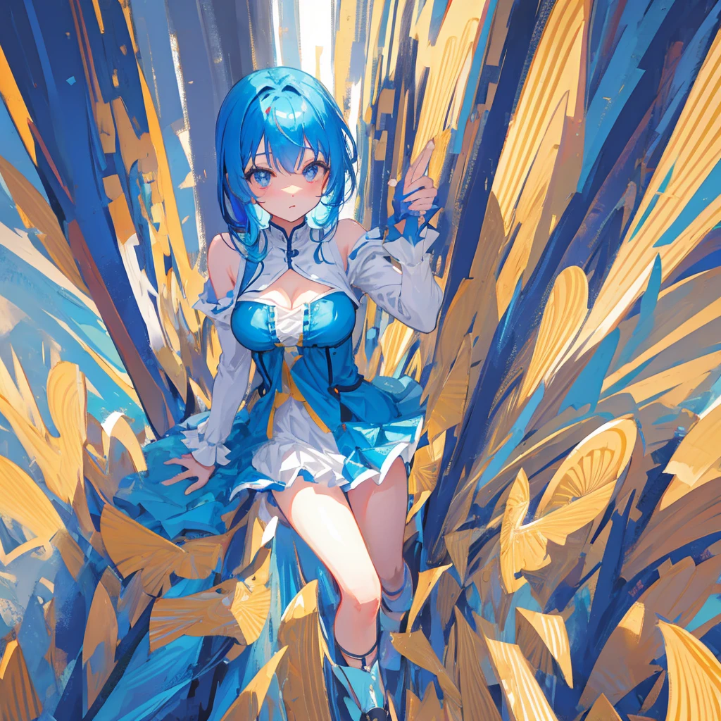 Blue haired character with nice voluptuous body