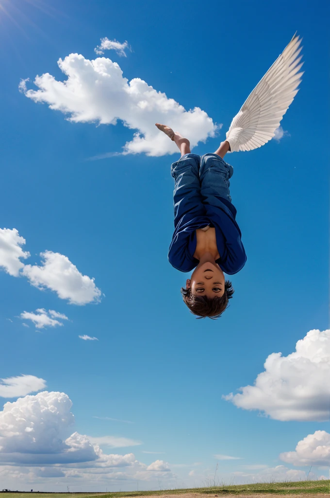 A boy flying in sky