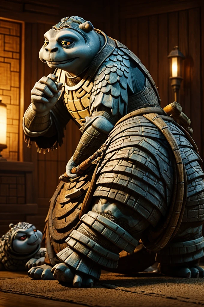 Master Oogway filling with cum the ass of tai lung letting him pregmant