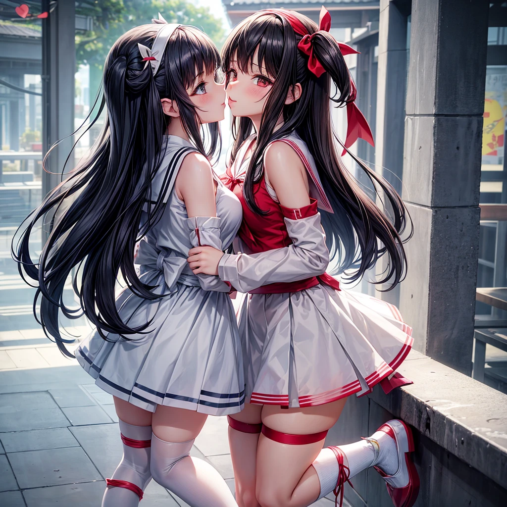 Kisara | Kiss of the Contract | Kisara is、anime、character、New Fashion,girl、anime,1girl kisara hair ribbon、Gray sailor suit, red ribbon, white skirt、smile,美しいgirl,Bandage leg