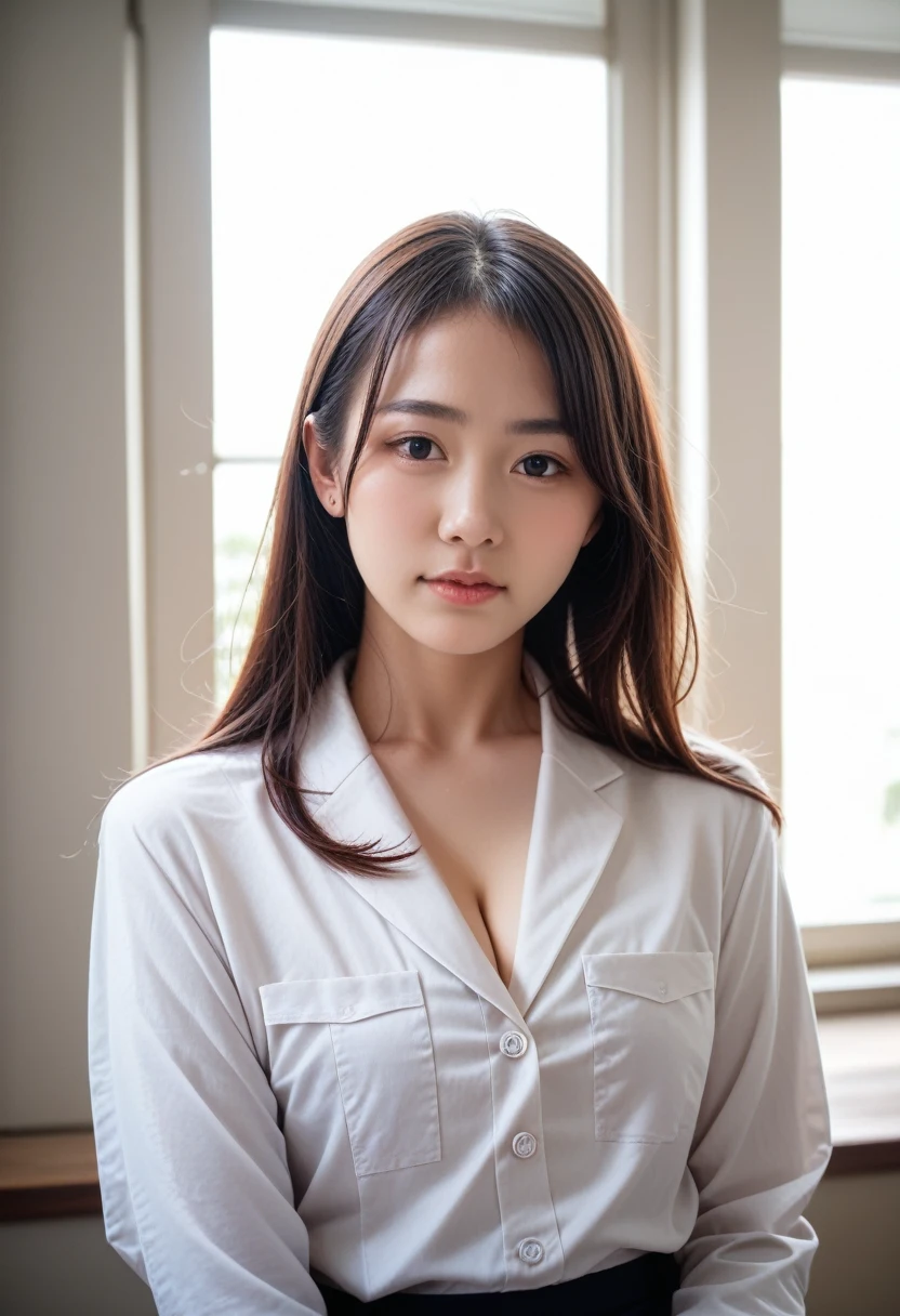 8k, raw photo, best quality, masterpiece, realistic, photo realistic, clear, professional lighting, beautiful face, best quality,ultra high res, realistic japanese beautiful, Super detailed, 1girl, breast focus