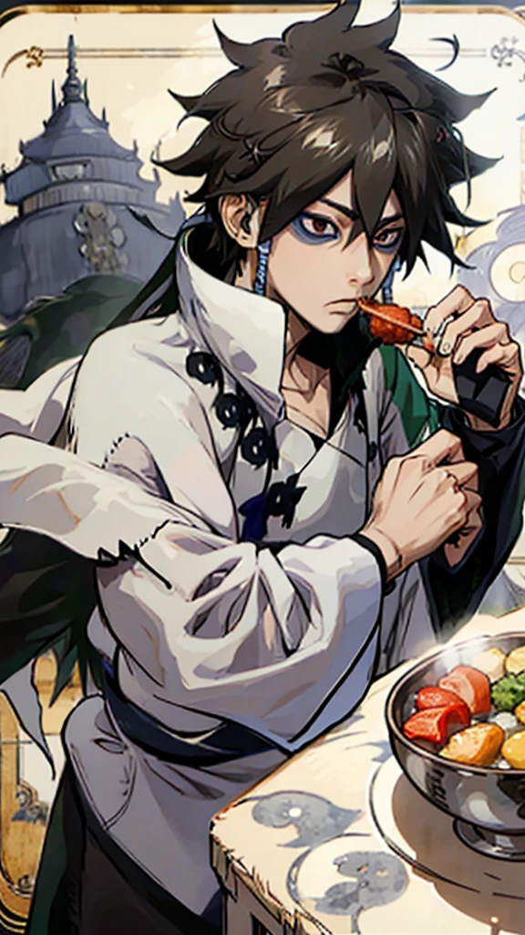 Indra Otsutsuki eating fish balls