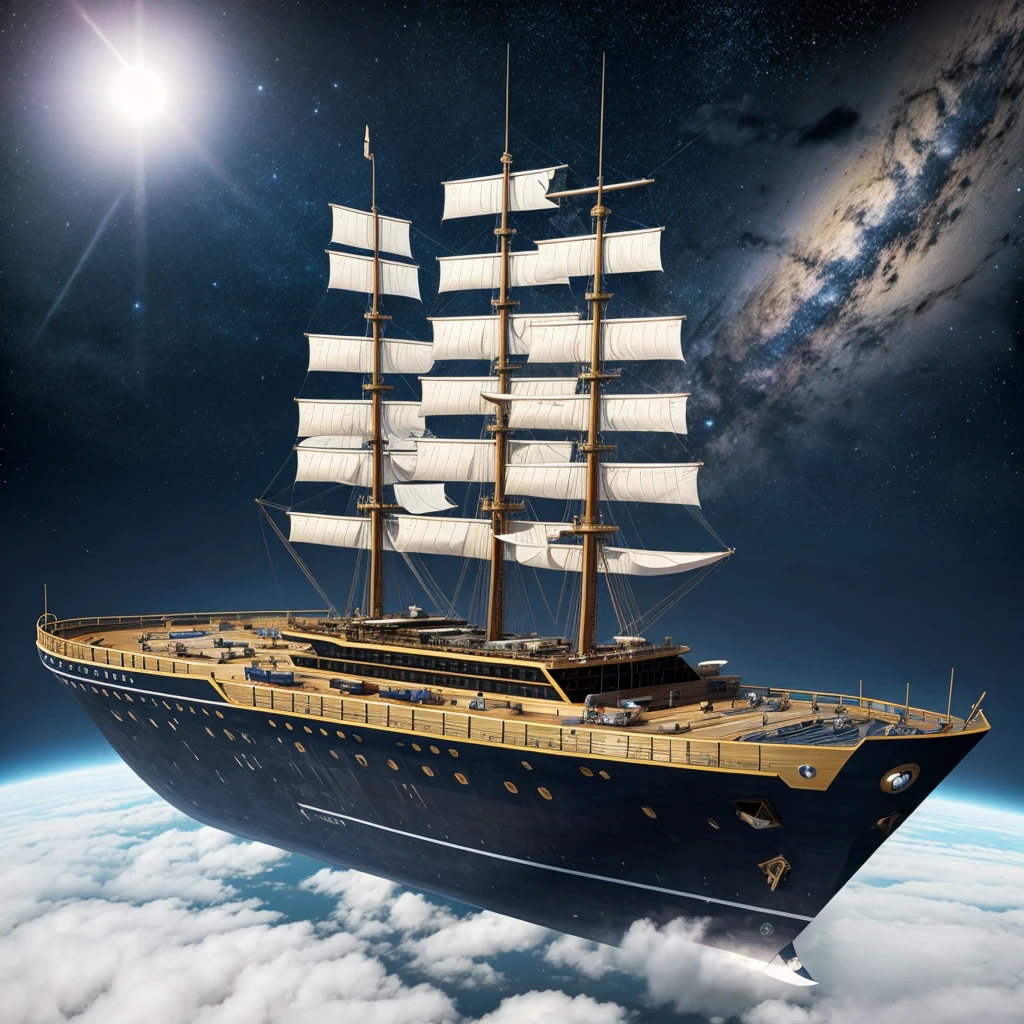 Draw a realistic intergalactic ship
