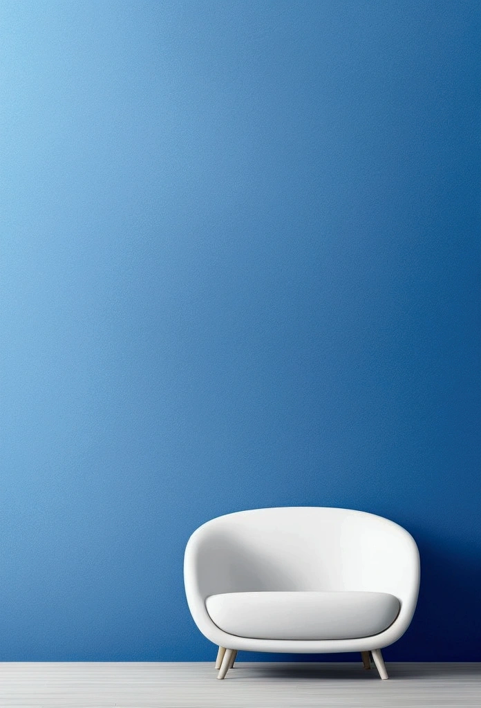 Simple blue and white gradient background,A huge white pearl is in the middle of the room.,Head-up