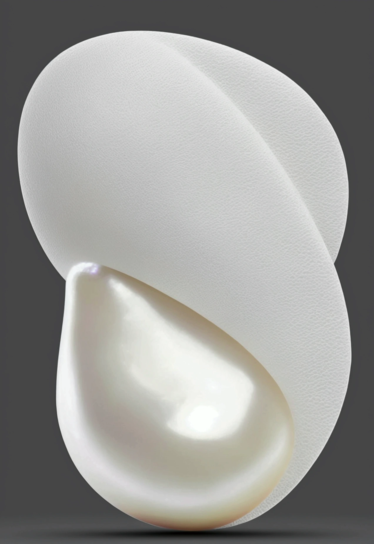 Simple white background,A huge white pearl in the middle,Head-up