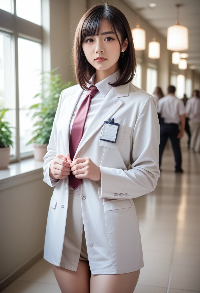 8k, raw photo, best quality, masterpiece, realistic, photo realistic, clear, professional lighting, beautiful face, best quality,ultra high res, realistic japanese beautiful, Super detailed, 1girl, thigh focus