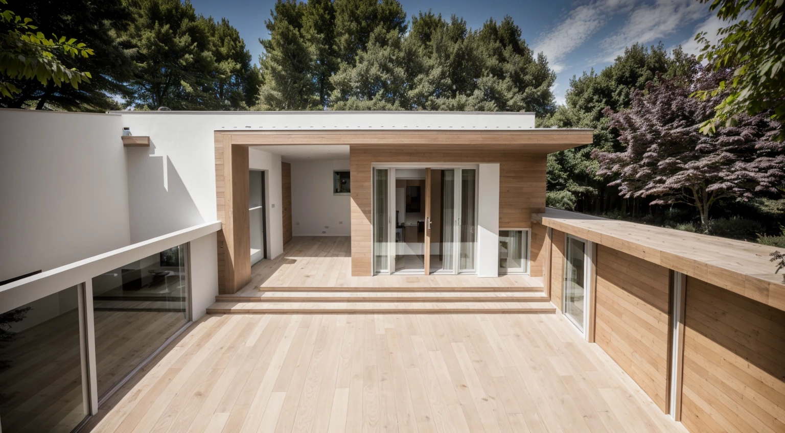 1 villa moderne avec, matériau principal de la villa concernant le mur blanc et le revêtement en bois, matériau principal par mur blanc et bois, 1grande cour, 1 route passe devant la maison, (photo brute, Réel, Meilleure qualité, chef-d'œuvre:1.2), avoir l'air moderne et minimaliste, 1 route devant la maison, Éclairage dynamique:1.3, (hyper Réelistic, photo-Réelistic:1.2), haute qualité, (éclairage sombre:1.2), éclairage parfait, archquotidiennement, pas d'humain