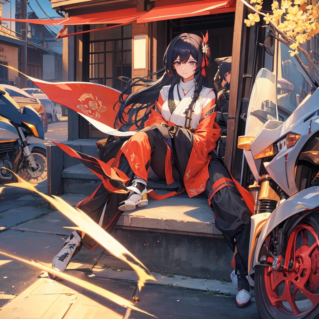 Nahida from genshin impact raiding a motorcycle
