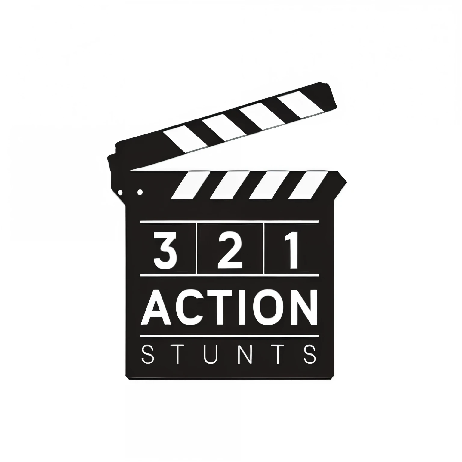 a black and white logo with a clapper and the words Action stunts, Action movie, Action, Action still, Action post, Action film, Action sports, Action scenes, Action adventure, live Action film, Action photo, Action sequence, Action thriller, 3 panel Action scenes, live Action movie, Action scene, Action horror, live Action, live - Action