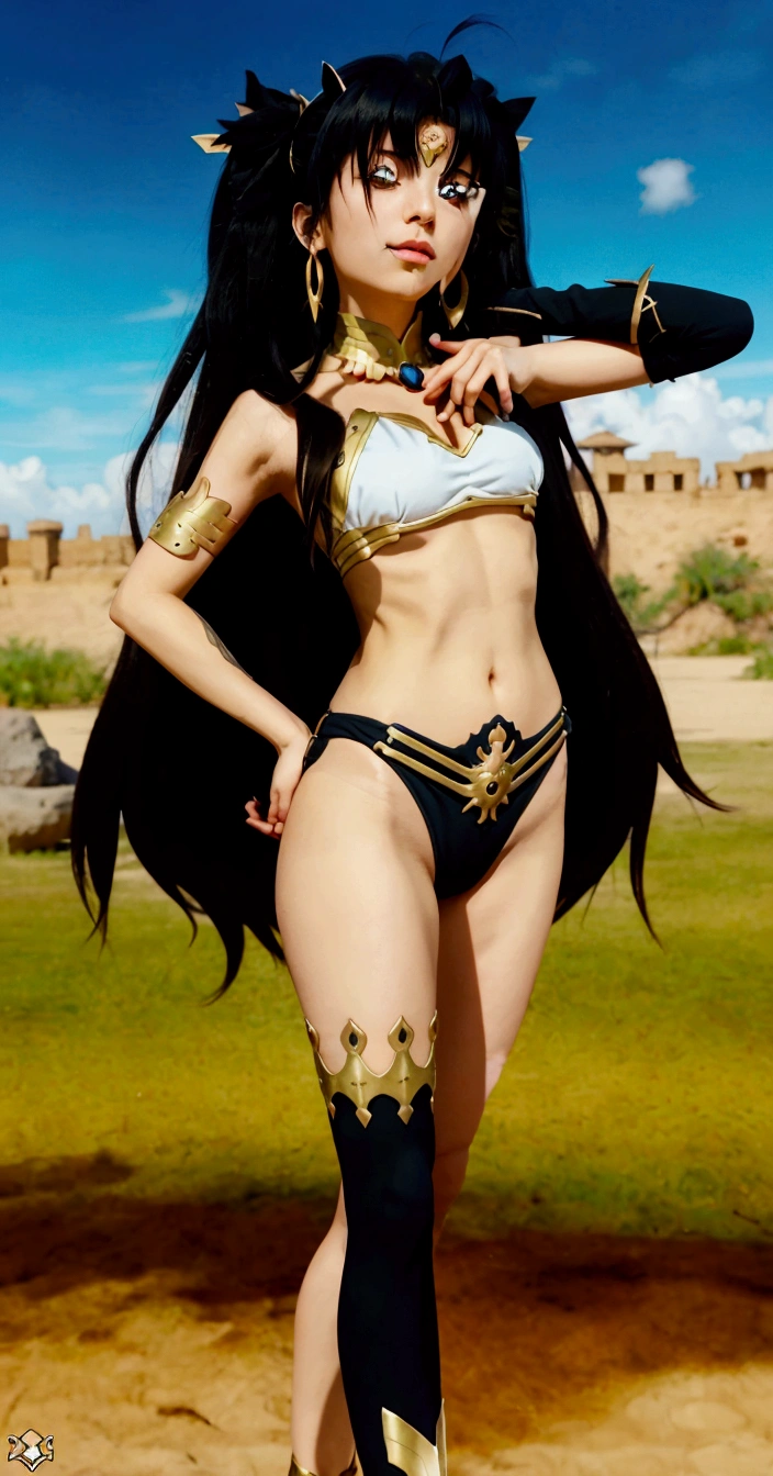 a close up of a woman in a bikini and a sword, anime goddess, ishtat from the anime fate grand order, ishtar from fate grando order, ishtar, isbtar from fate grand order, screenshot from fate grand order, ishtar from fate grand order, female anime character, full body close-up shot, ishtar 