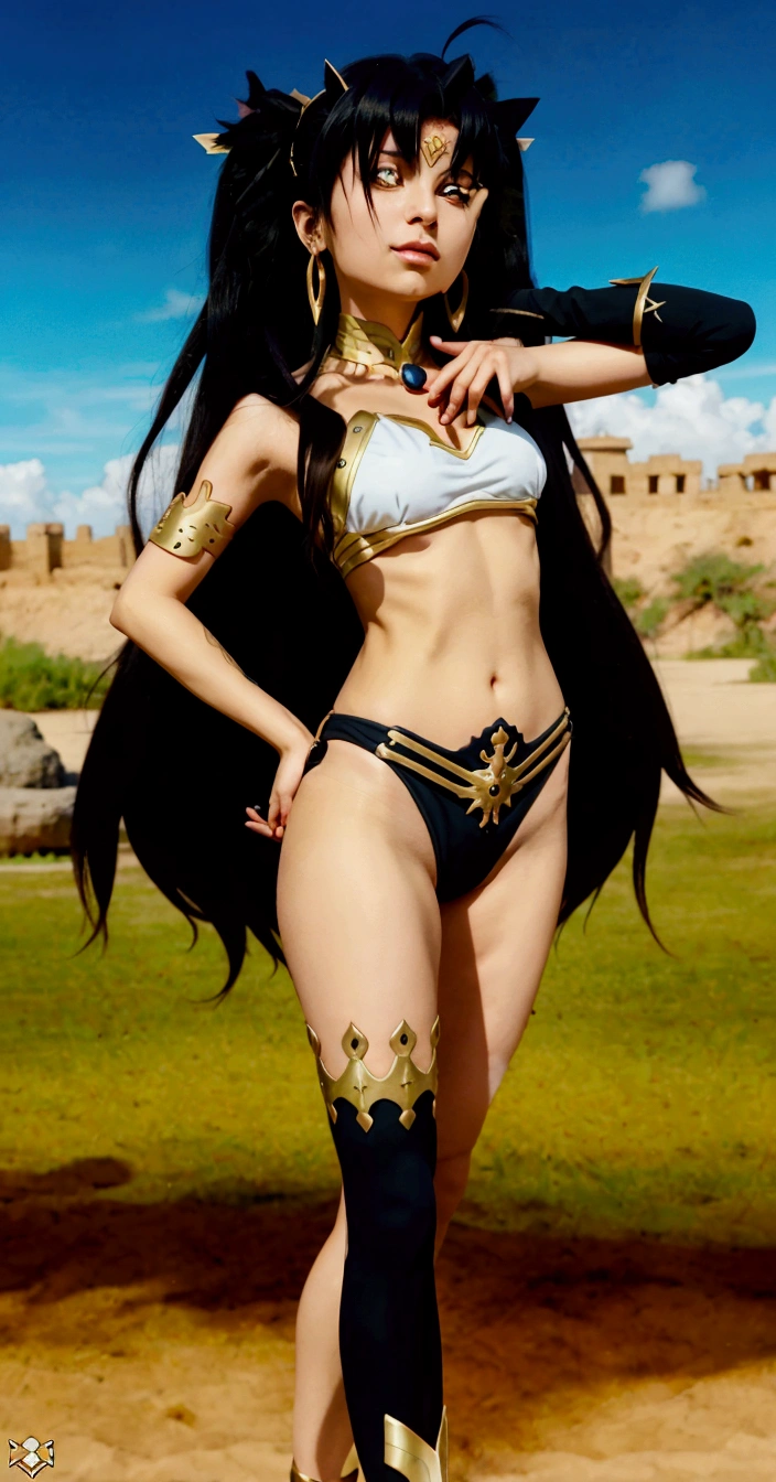 a close up of a woman in a bikini and a sword, anime goddess, ishtat from the anime fate grand order, ishtar from fate grando order, ishtar, isbtar from fate grand order, screenshot from fate grand order, ishtar from fate grand order, female anime character, full body close-up shot, ishtar 