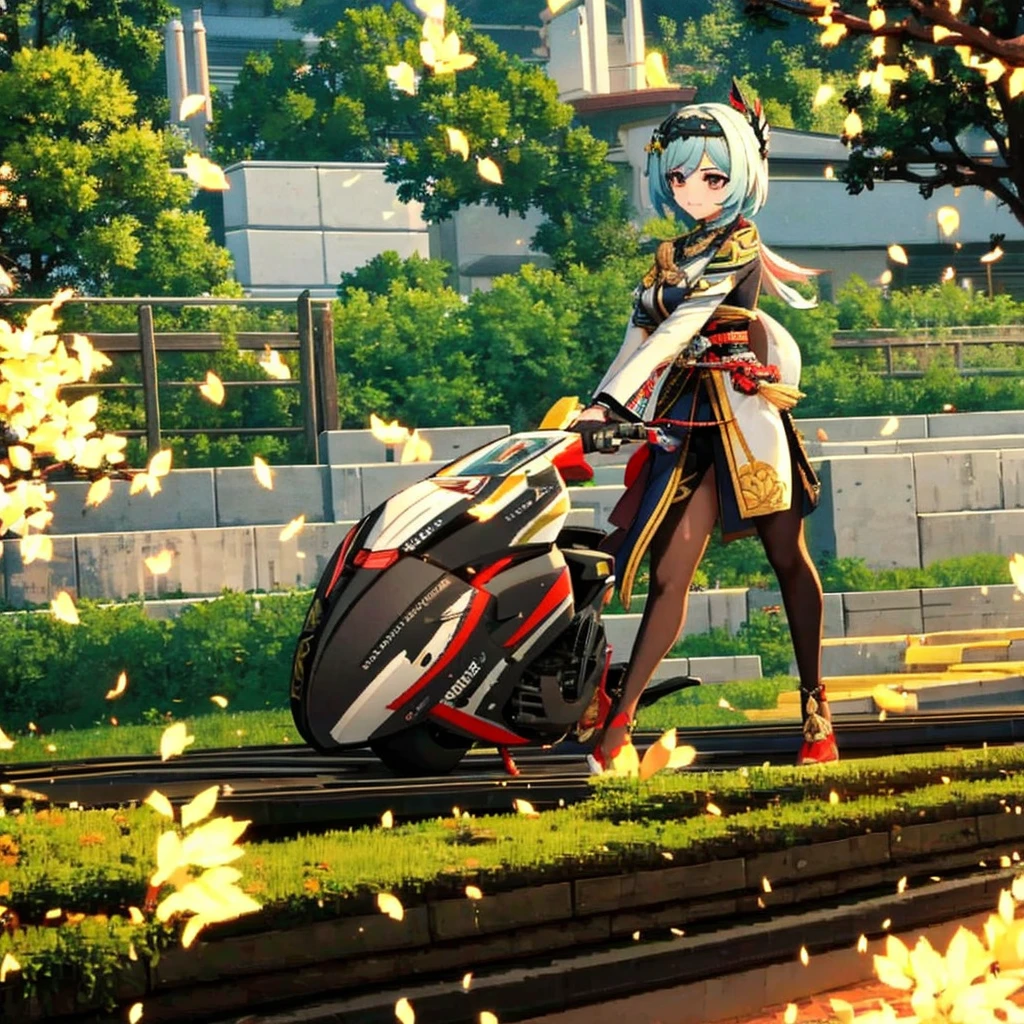 Nahida from genshin impact raiding a motorcycle