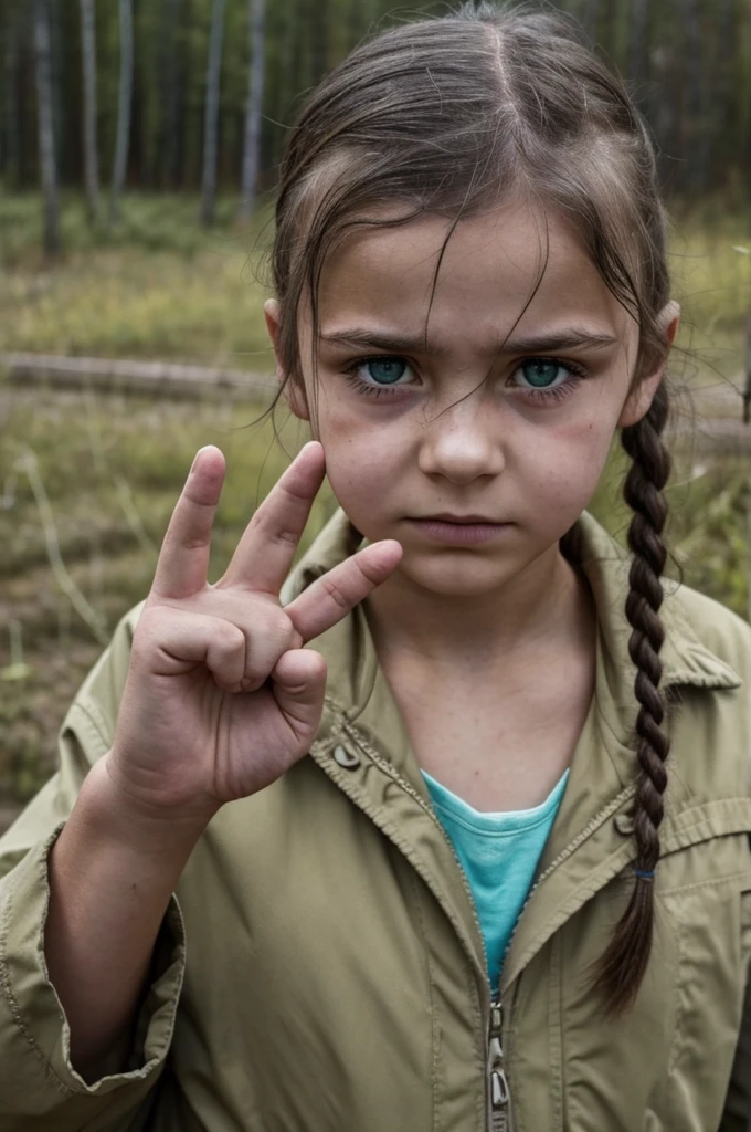 girl in combination, Chernobyl exclusion zone, s.t.a.yo.K.It is.R, cabelo roxo, greeneyes, scar above the left eyebrow, disarmed, five fingers on the left hand, five fingers on the right hand, Grieving.