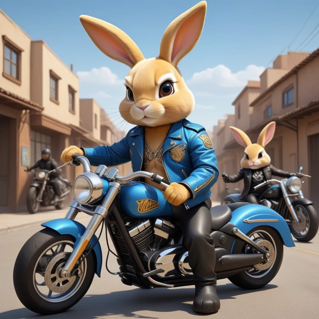 cartoon of (a tough rebel black golden bunny dressed as a gang of golden bikers, blue leather jacket, Mohican:2.5), looking ahead at viewer, Symmetrical, chromatic fantasy, highy detailed, 8k, digitalpainting, oil painting, illustration, conceptual artwork, sharp focus, volumetric lighting, epic composition, CG Society, golden art station

