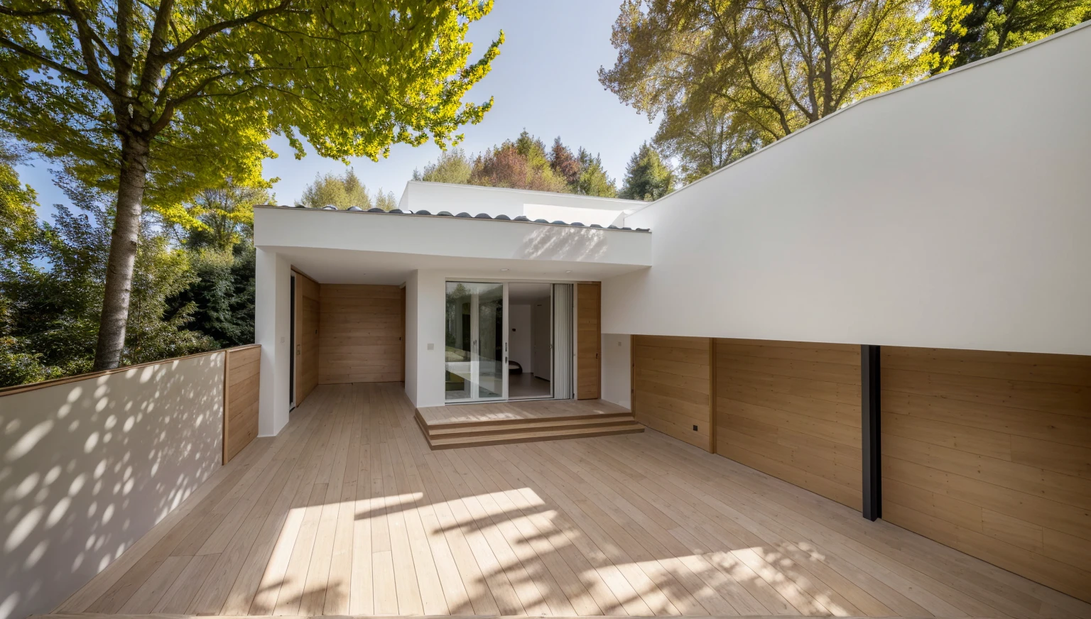 1 villa moderne avec, matériau principal de la villa concernant le mur blanc et le revêtement en bois, matériau principal par mur blanc et bois, 1grande cour, 1 route passe devant la maison,  (photo brute, Réel, Meilleure qualité, chef-d&#39;œuvre:1.2), avoir l&#39;air moderne et minimaliste, 1 route devant la maison, Éclairage dynamique:1.3, (hyper Réelistic, photo-Réelistic:1.2), haute qualité, (éclairage sombre:1.2), éclairage parfait, archquotidiennement, pas d&#39;humain