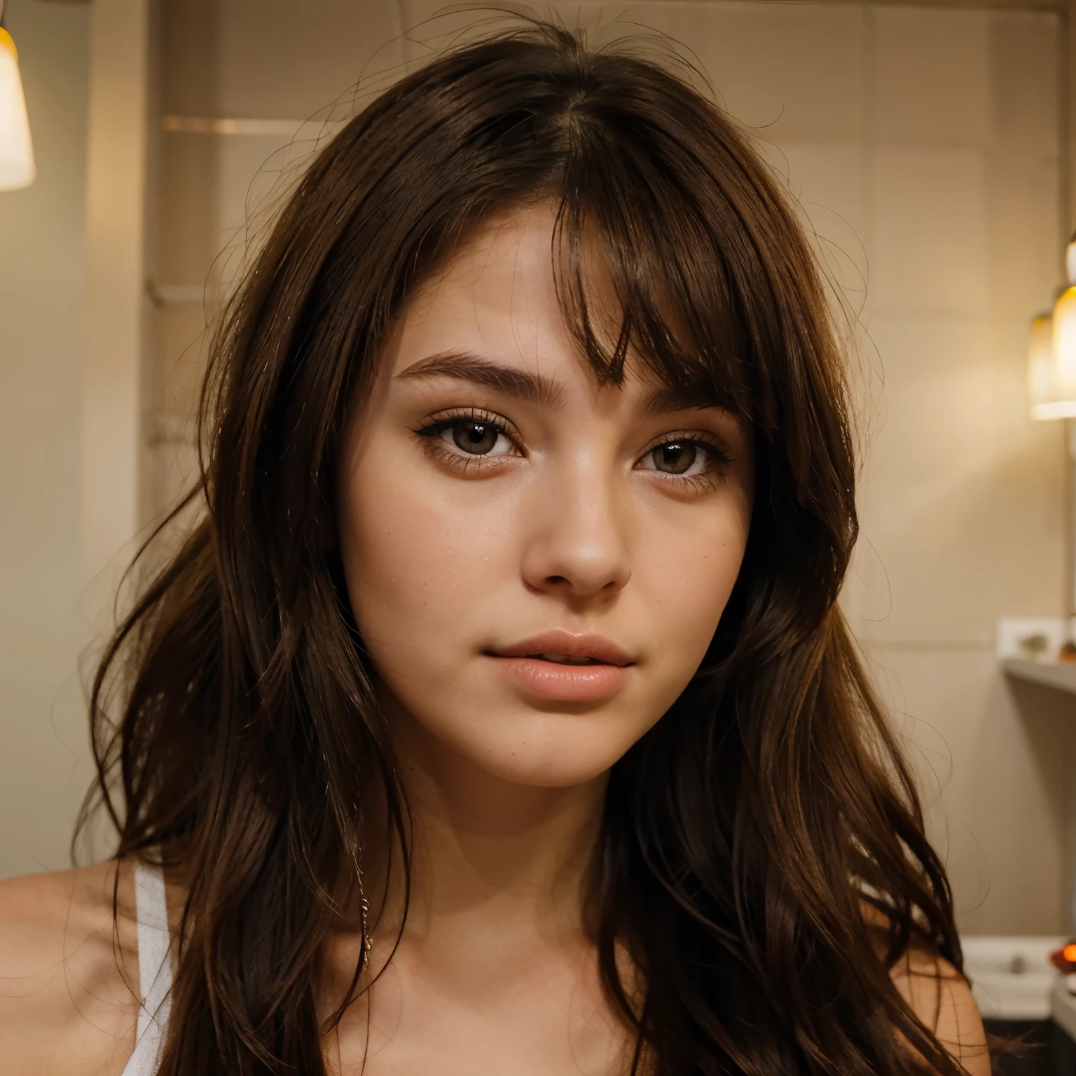 make a unique sexy girl face, big eyes and small nose, attractive lips, cheeks are so beautiful and attractive