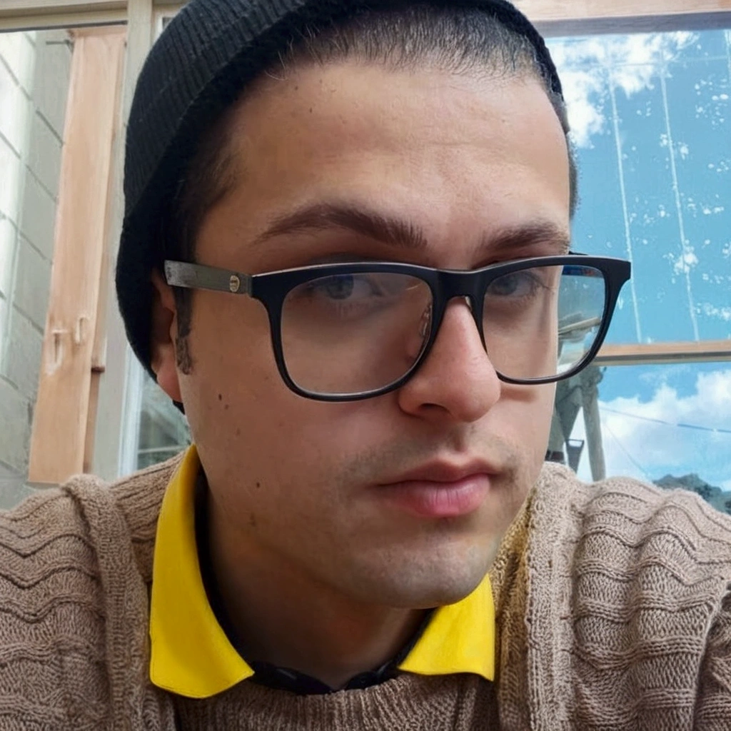 blond trimmed man wearing glasses and a hat and knitted sweater, typical cryptocurrency nerd, profile picture with headshot, taken at the beginning of 2020, Nor ursoD, avatar image, Serpentina do Twitch / gamer ludwig, Mohammed Chahin, Khyzyl Saleem, aykut aydogdu, André Rios, young jewish man with glasses, professional foto