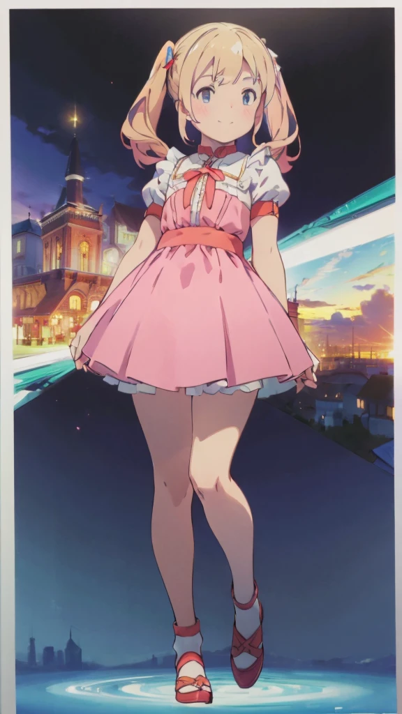 hi-school girl, small tits, (wide-hips:1.2), is standing, a smile, student clothes, Blue mini skirt, both hands over, see the beholder, takeout, Near trees, Arms behind, (Wagas:0.6), pov, see the beholder, see the beholder, Behold, perfect  eyes, blue eyess, cherry trees