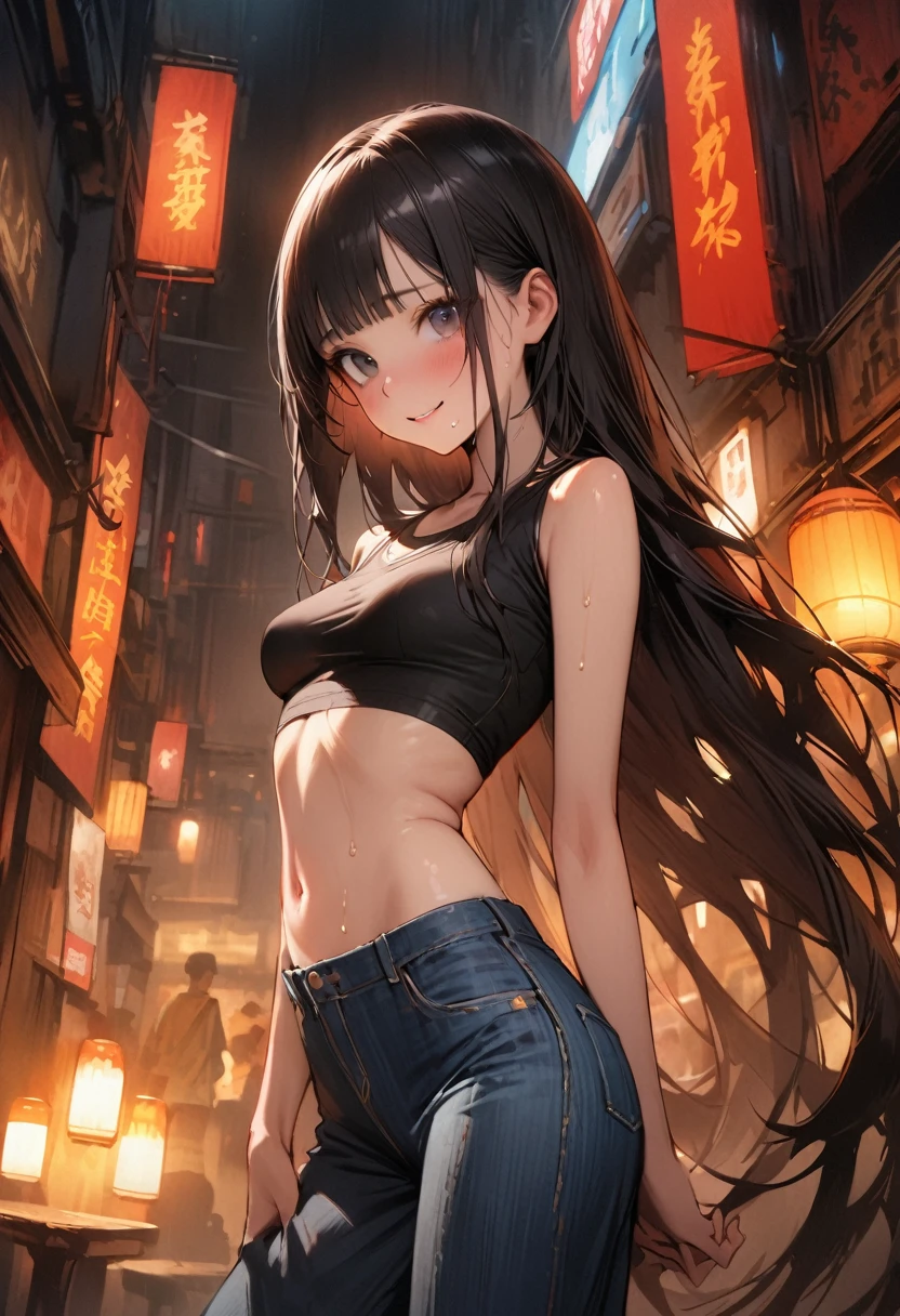 ((masterpiece:0), best quality, very aesthetic, newest, absurdres, detailed, high quality)
BREAK
highest quality, top quality, details, highres, ultra fine painting, digital art, official art, cinematic, 4k, 8k resolution, 8K CG wallpaper, CG, original artwork, detailed background, colorful background, blue atmosphere, High Dynamic Range, blurry background, blue hour, Starburst effects, crepuscular rays, good ISO, high resolution, wide shot, from far away, RAW photo, POV, sharp focus, light reflection, reflections, intricate details, soft light, particle noise, professional photography, bokeh, depth of field, natural lighting, vibrant colors, looking away, detailed lights and shadows, stylish, ultra-detailed, top rated on Pixiv, trending on Artstation, niji style, modern-days, master crafted, pose
BREAK
solo, 1girl, a girl, correct fingers, detailed hair, (medium big breasts:1.2), big thighs, short torso, short body, flushtered, anxious expression, casual, slim, ((cute, childlike face):1.3), nice hips, nice body, brown hair, (long flowing hair:1.1), big 2 buns hairstyle, long bangs, long hair, middle hair bangs, brown eyes
BREAK
((fully naked:1.55), bare skin, no clothes, vulva, nipples) 
BREAK
a close up of a person walking down a street with a crowd of people, crowded street, crowded streets, in front of a large crowd, giant crowd, girl walking through city, people walking down a street
