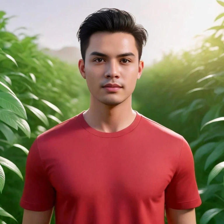 A Southeast Asian man with a round face., Double eyelids, big eyes, black eyes, Standing wearing a necklace in front of a waterfall, high quality vertical, Headshot profile picture, Charming and good looking, There is a waterfall., รูปProfile pictureรูปภาพแนวตั้ง, waterfall in the background, beautiful young man, There is a waterfall., Handsome and charming, Profile picture, handsome man, Aykut Aydodu, cute young man, Waterfall backdrop