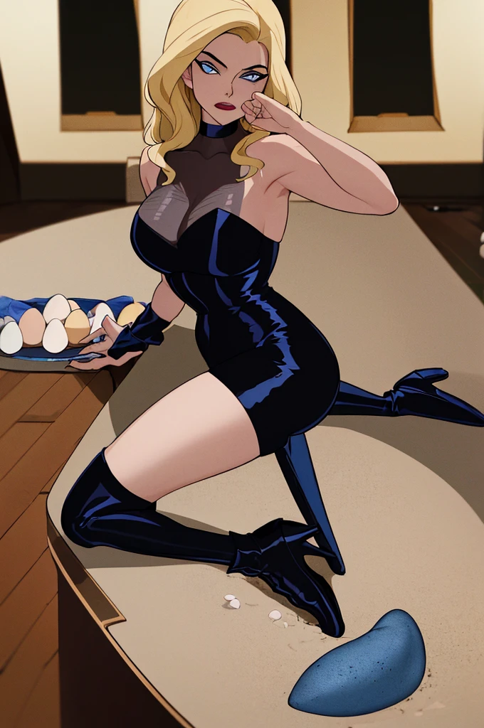 ((masterpiece,best quality)), absurdres,
Black_Canary_JLU, Eggs laying, birth eggs, laying eggs, blue eyes, ankle boots