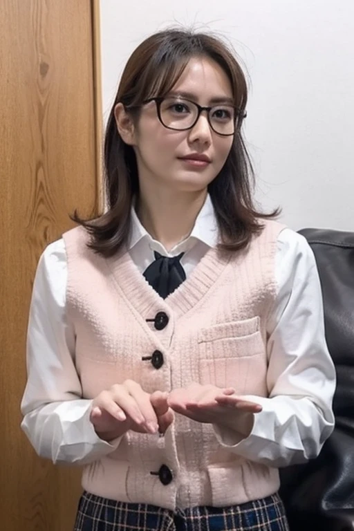 Highest quality、masterpiece、High sensitivity、High resolution、Detailed Description、Slender women、Glasses、Office Lady、uniform、