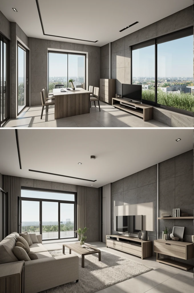 Professional 3d architecture rendering design of modern and minimal design for architecture office with artichoke and stone color and modern accessories