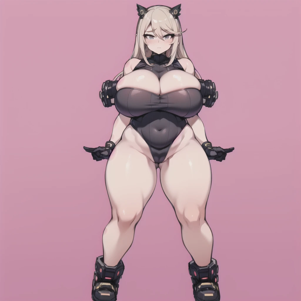 anime character with a huge chest and a very big body, oppai proportions, Thick, full length portrait of a short!, , oppai, biomechanical oppai, 2b, 2 second, I will tear from the overlord, she has a round belly, fat and wavy, cyberpunk oppai, full body commission for