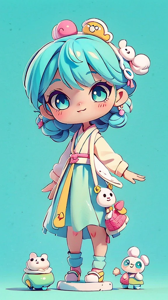 A chibi character in kawaii style Character Details cute Japanese anime style Hair: Curto e featuring tom de ruivo, featuring um laço ou acessório fofo pequeno.
badass clothing: A light pink knitted outfit or something crocheted, featuringo um suéter fofinho.
Facial expression: Cheerful and friendly, featuring grandes olhos
Posição das Mãos: A hand raised showing the knitting roller.
colors: soft tones and pastels, featuringo rosa claro, baby blue, or mint green, featuring
