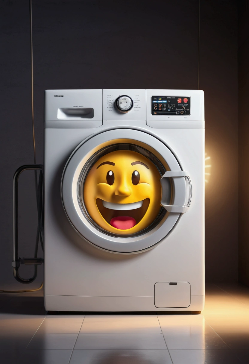 create an emoji of a smiling washing machine