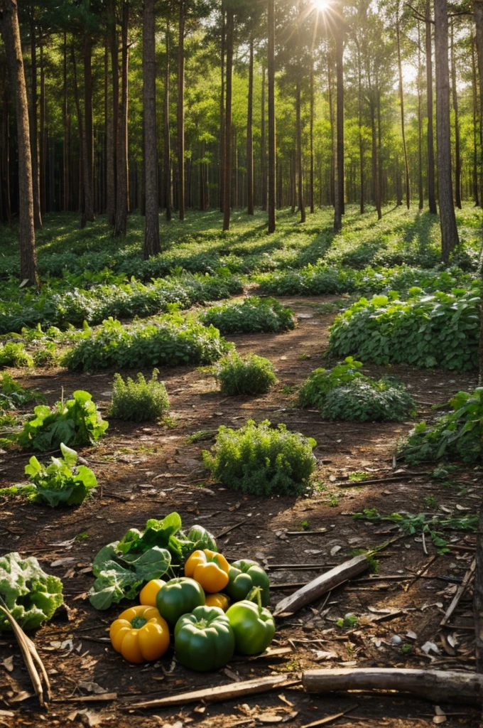 Forest with vegetables