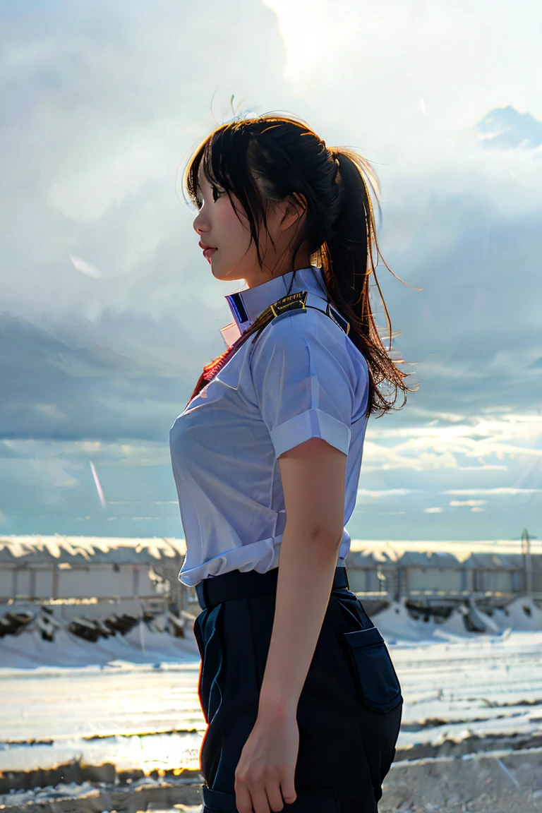 storm、Female soldier in combat uniform、