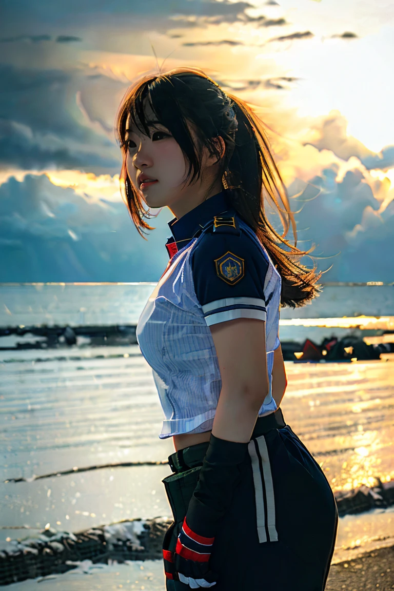 storm、Female soldier in combat uniform、