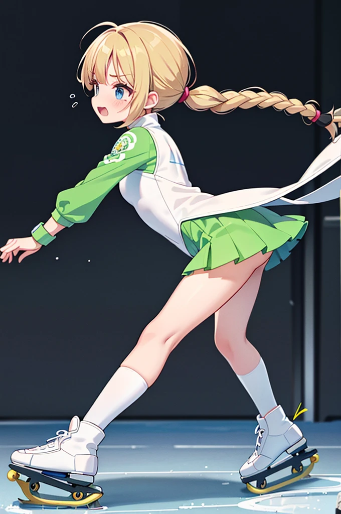 Highest quality、High resolution、Detailed Background、Beautiful face in every detail:1.2、Anatomically correct、Detailed facial expressions、fine grain:1.2, (shoot from side:1.2, looking away:1.2), age Beauty、Cute hair color、Braided Ponytail、Braided bob cut、Braided twin tails、Primary school students, Speed skater, Beautiful forward leaning form, (one piece、turtleneck、No sleeve:1.2、Bright fluorescent racing suits)、(Old design skates、Skates with thin blades)、Perfect body line、(Desperately slipping away on the ice:1.2、Skating at full speed:1.2)、(I have tears in my eyes:1.2、Screaming and looking like she's about to cry)、Extreme Speed、Sliding through the wind、Lake in the forest、