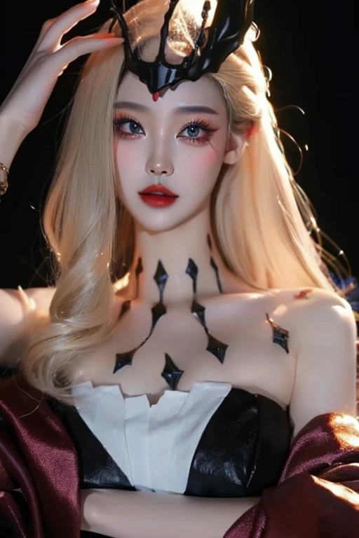 Highest quality、masterpiece、High sensitivity、High resolution、Detailed Description、Slender women、Darker lipstick、villain、Flashy makeup、