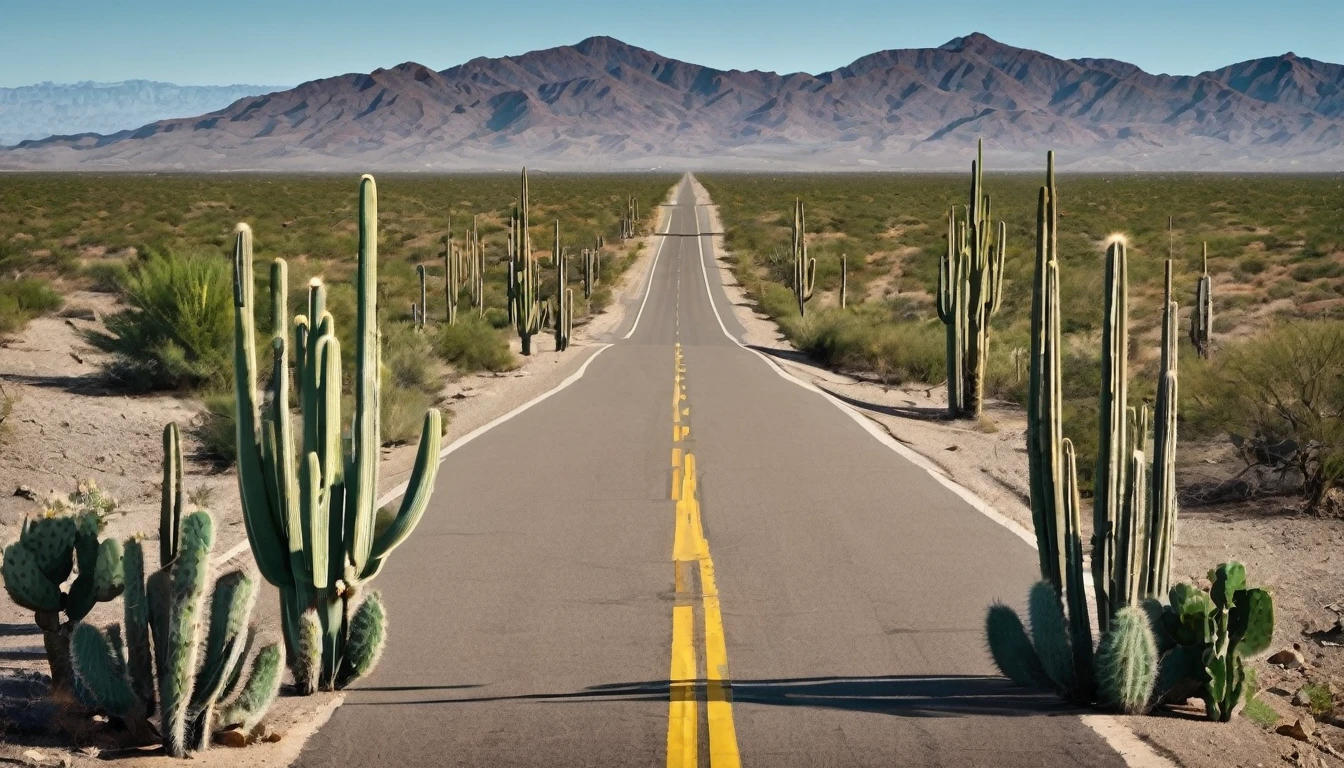 desert road with cacti