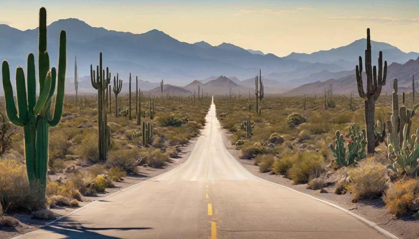 desert road with cacti
