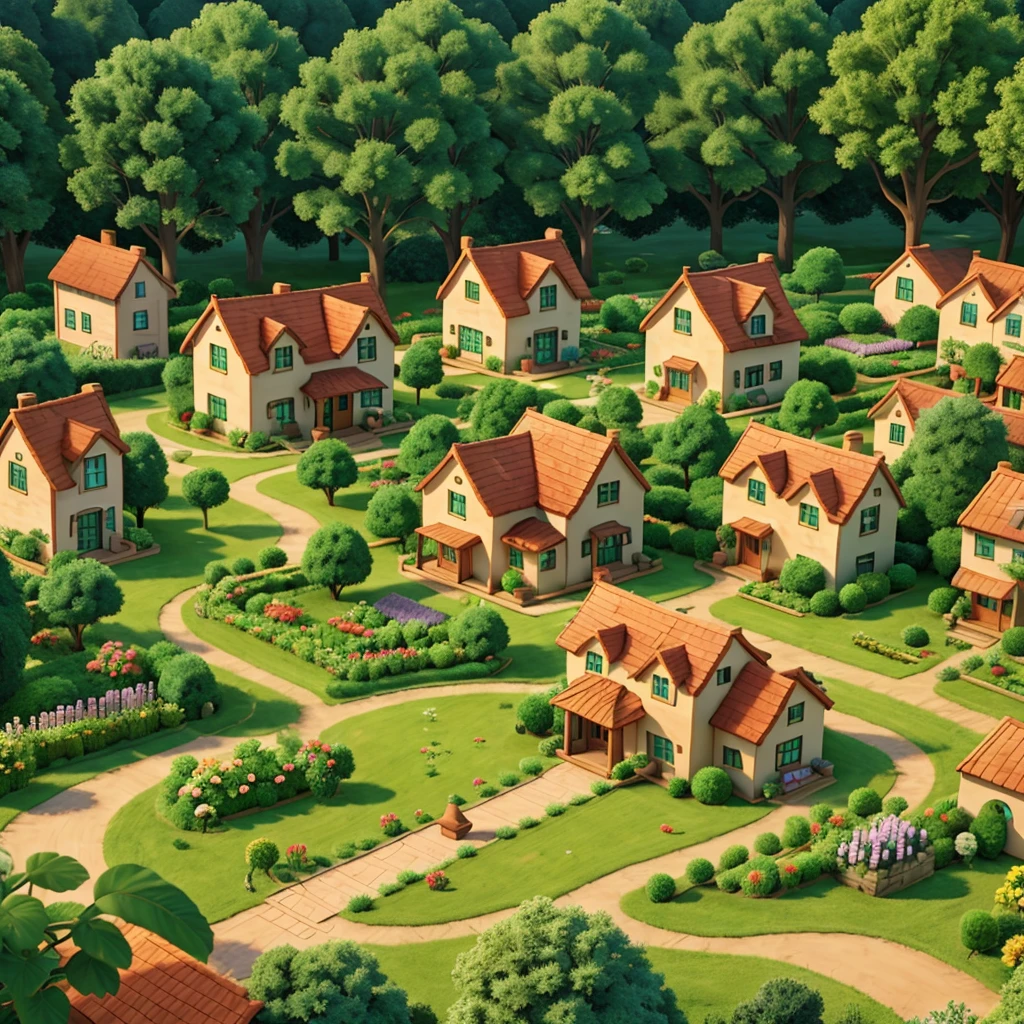 Cartoon house with garden 
