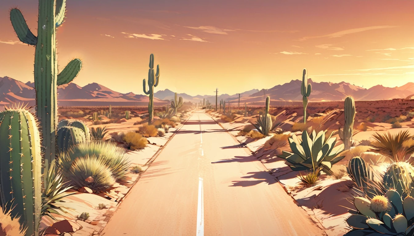 desert road with cacti
