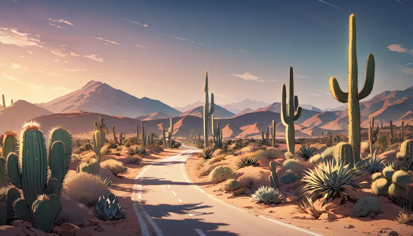desert road with cacti