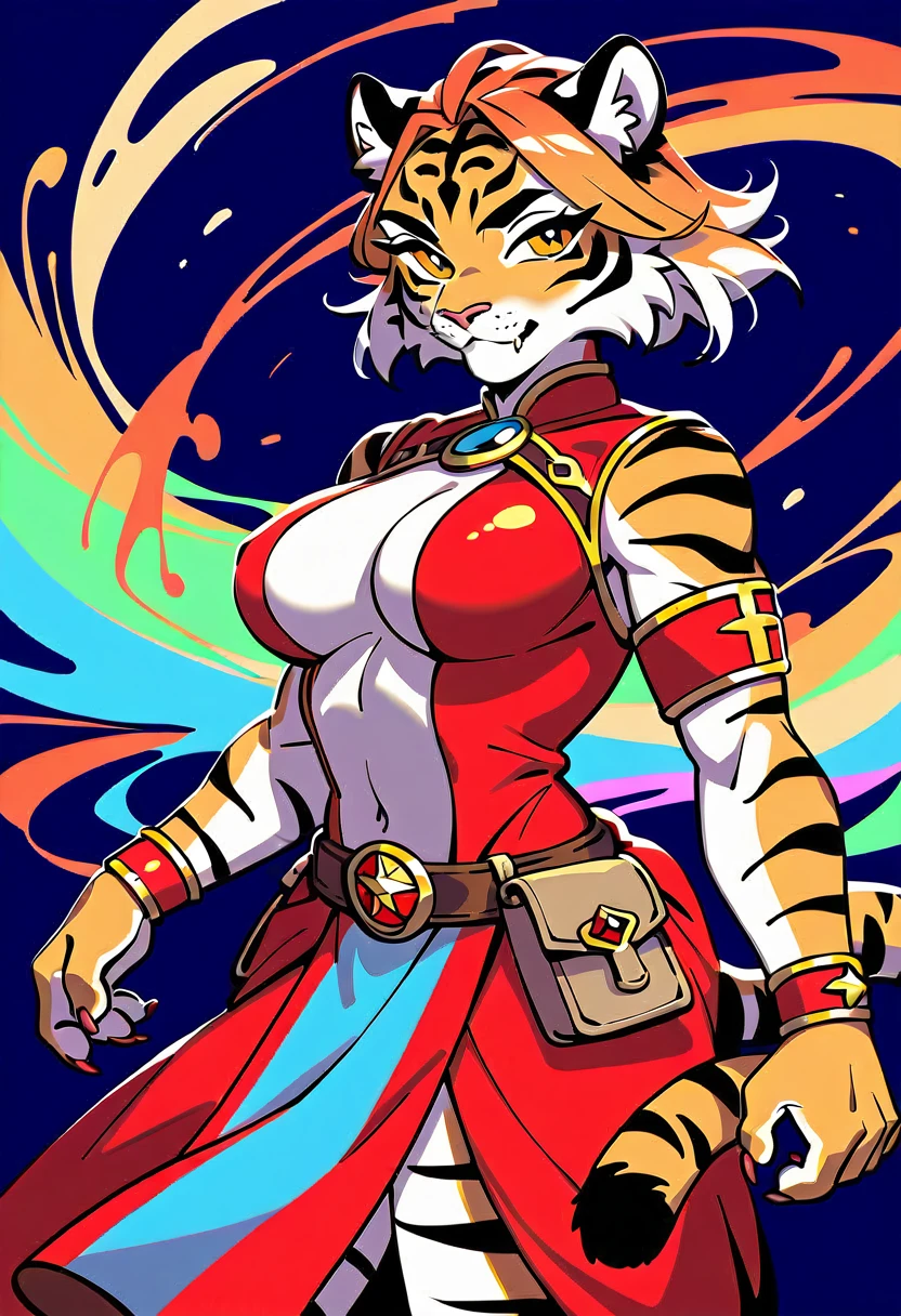 (masterpiece, top-quality, Official art:1.2)Look at viewericro bikini, tiger and girl, Tiger painting}A flash of light runs, Colorful water levitation(2D:1.5),