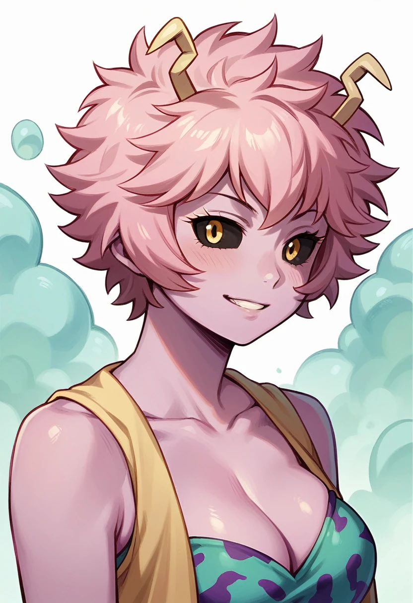 (best qualityer:1.3), Ashido Mine is my hero, (pink hair), 比基尼, busty, cleaveage, seductiv, sensuous, curvy body, big-ass, big boobies, (beachfront), (pose: ahegao),topless
